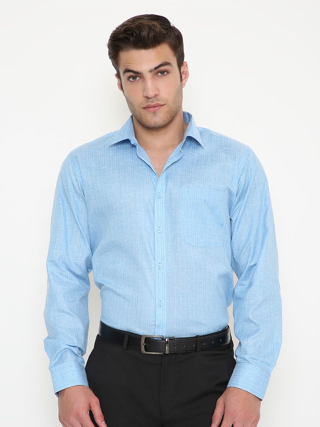 Maharaja Men India Slim Fit Solid Spread Collar Formal Shirt-picture-22
