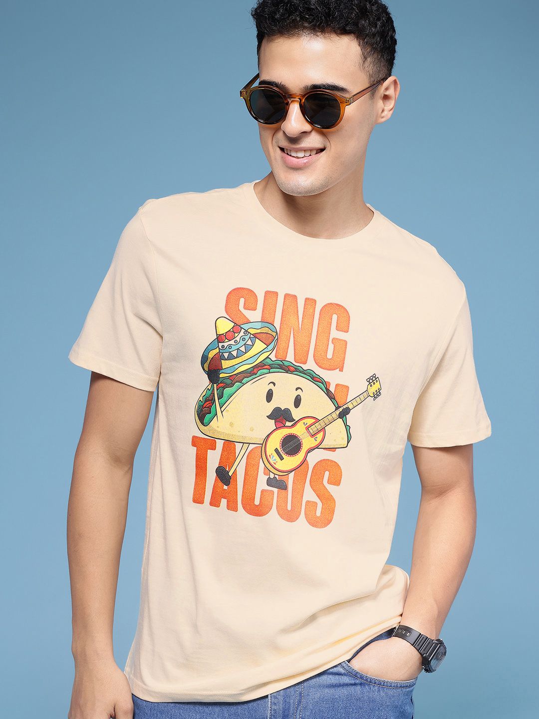 HERE&NOW Graphic Printed Pure Cotton T-shirt-picture-38