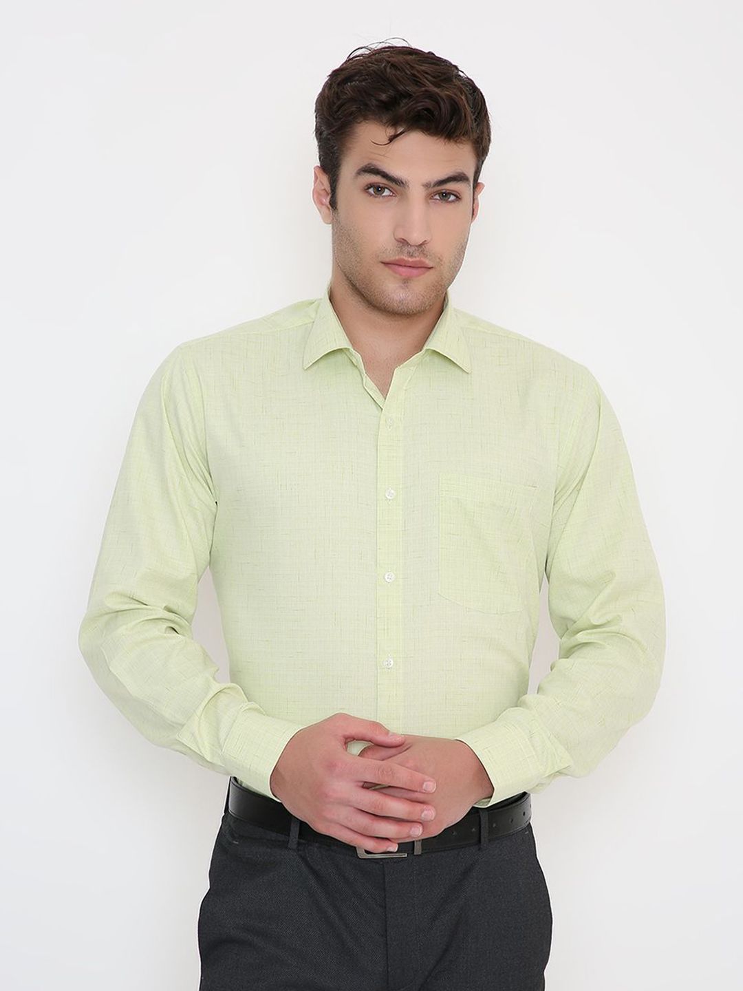 Maharaja Men India Slim Fit Solid Spread Collar Formal Shirt-picture-29