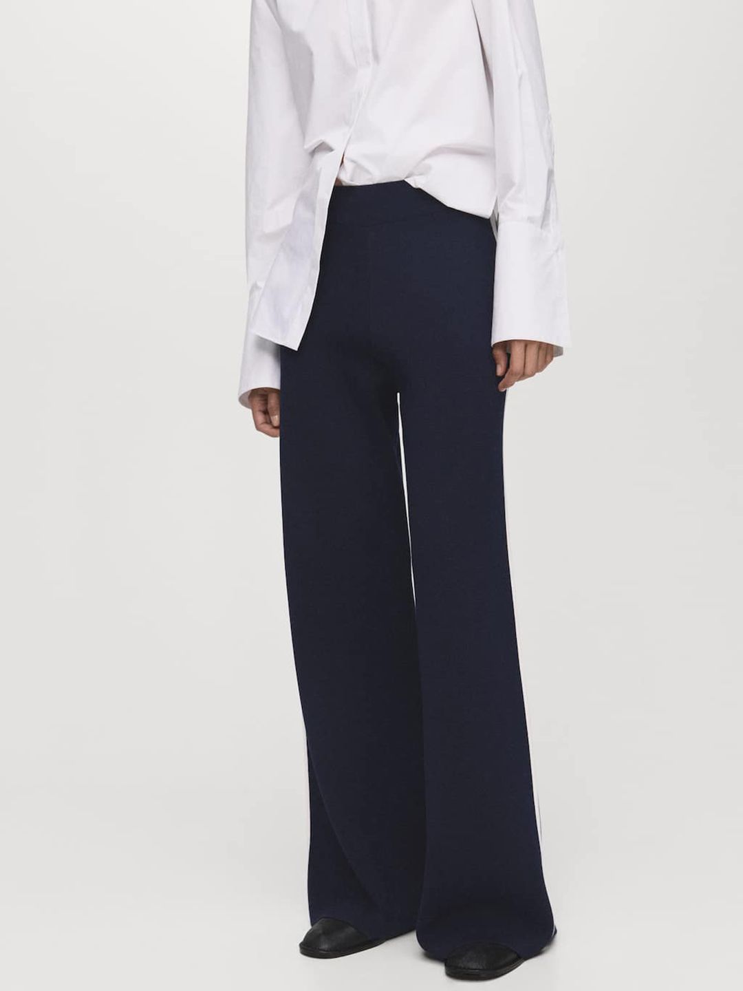 MANGO Women Side-Striped Relaxed Fit Knitted Trousers-image-35