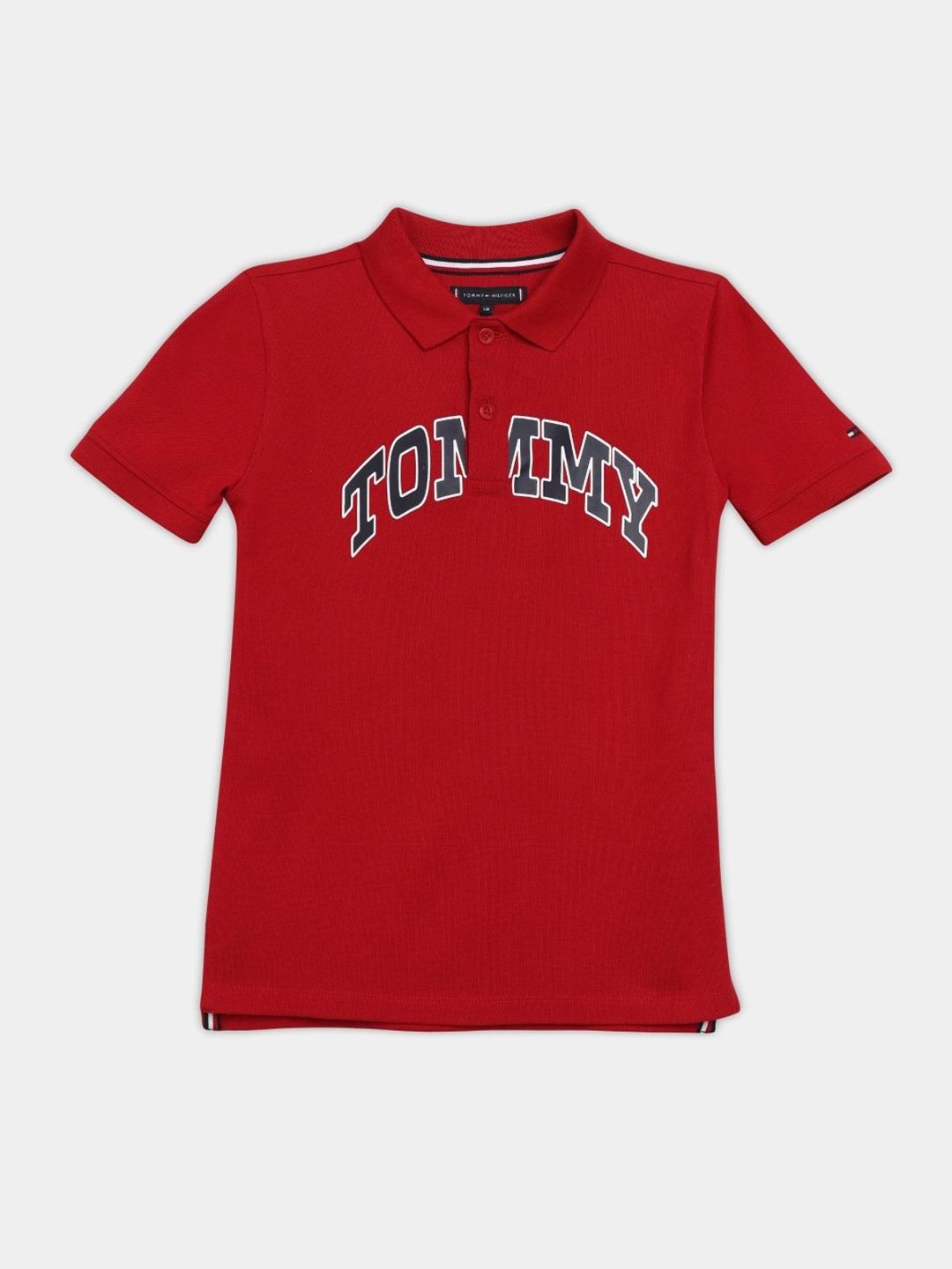 Tommy Hilfiger Boys Brand Logo Printed Polo Collar Regular Fit Cotton T-shirt-picture-45