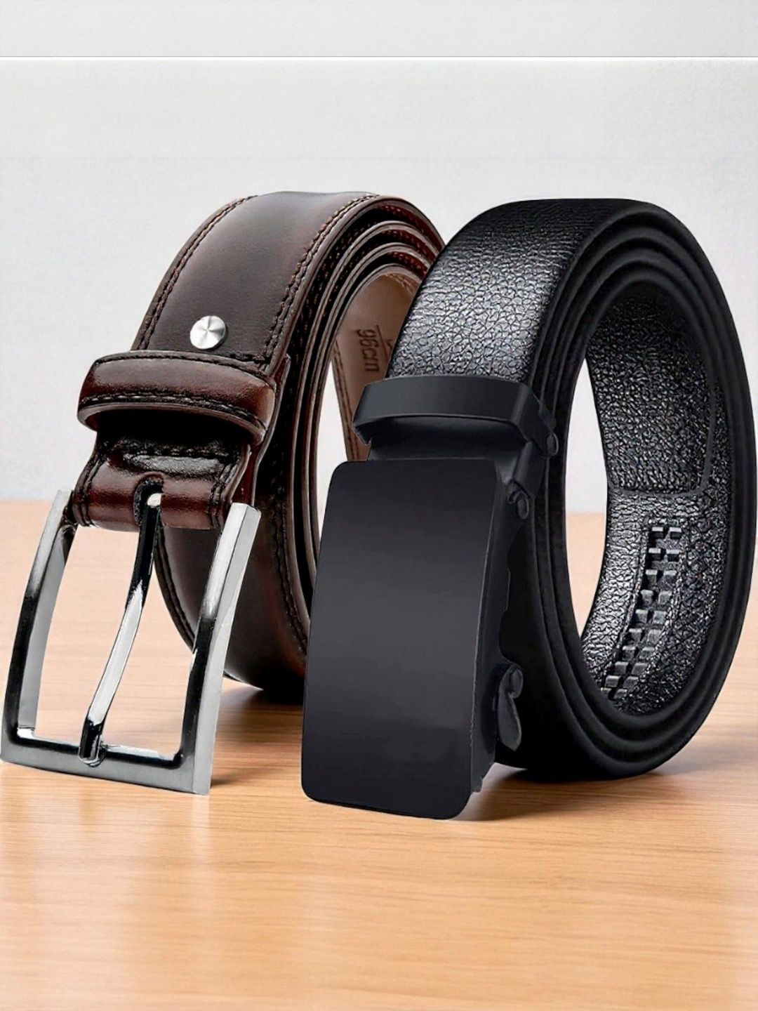 Roadster The Lifestyle Co. Men Set of 2 Textured PU Belt-picture-13