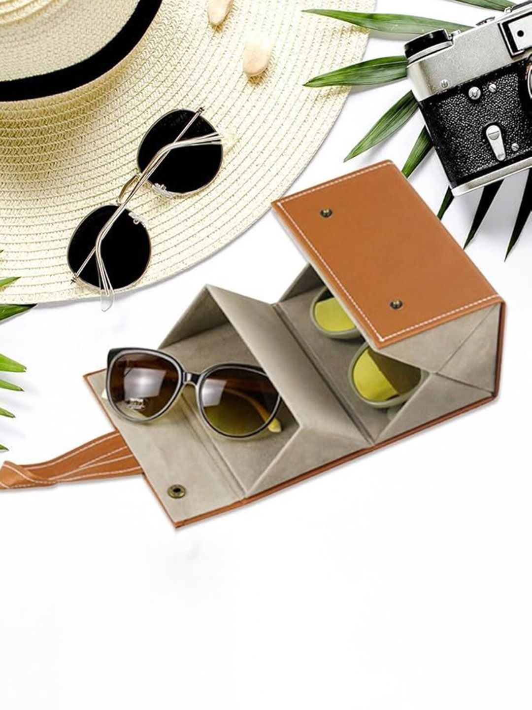 AUGEN Black & Grey Portable Folding 4 Slot Sunglass Organizer-picture-10