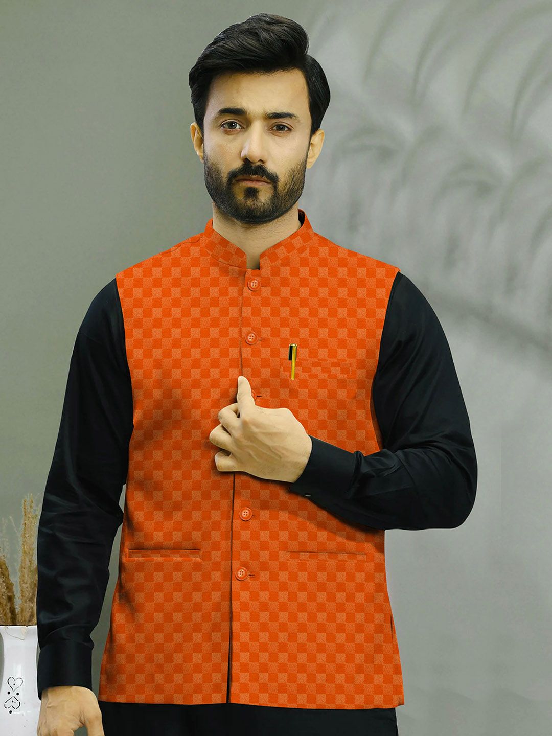 A A ENTERPRISES Woven Design Nehru Jacket-picture-58