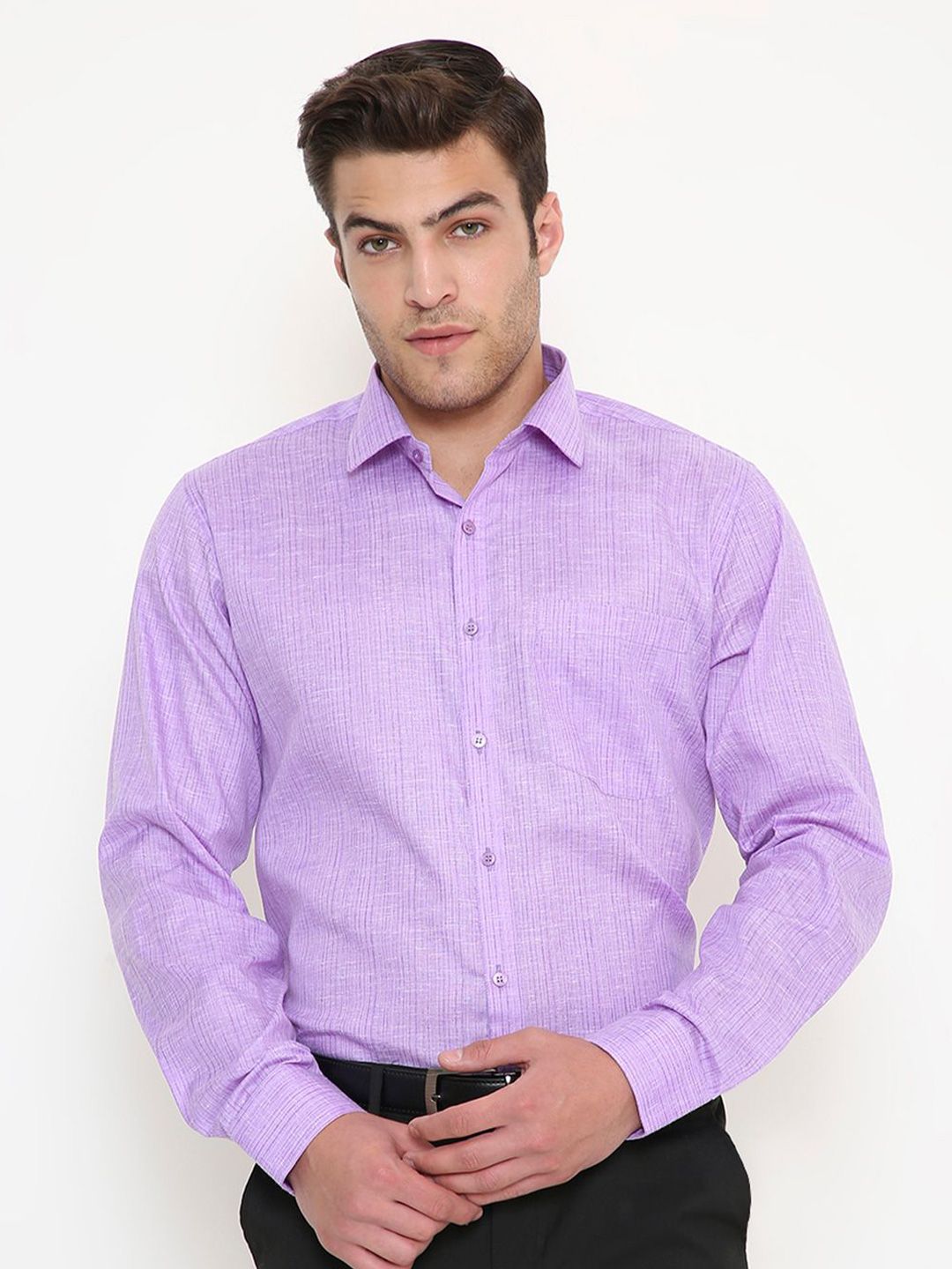 Maharaja Men India Slim Fit Textured Spread Collar Formal Shirt-picture-35
