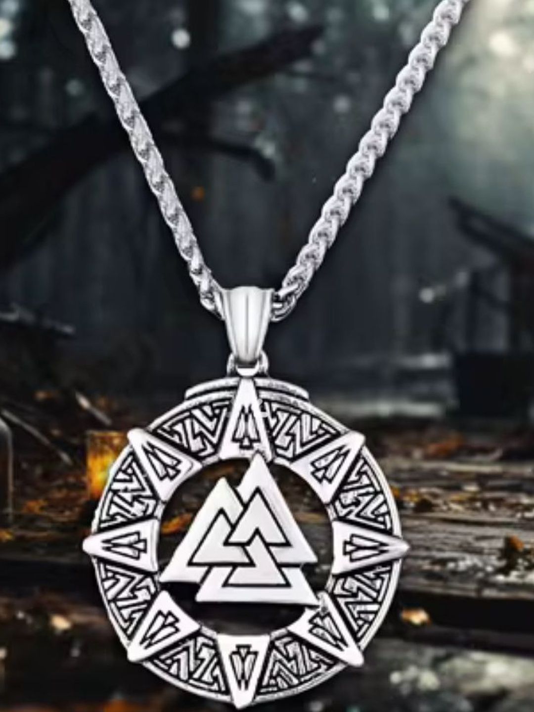 Nitant Men Silver Plated Pendant with Chain-picture-28