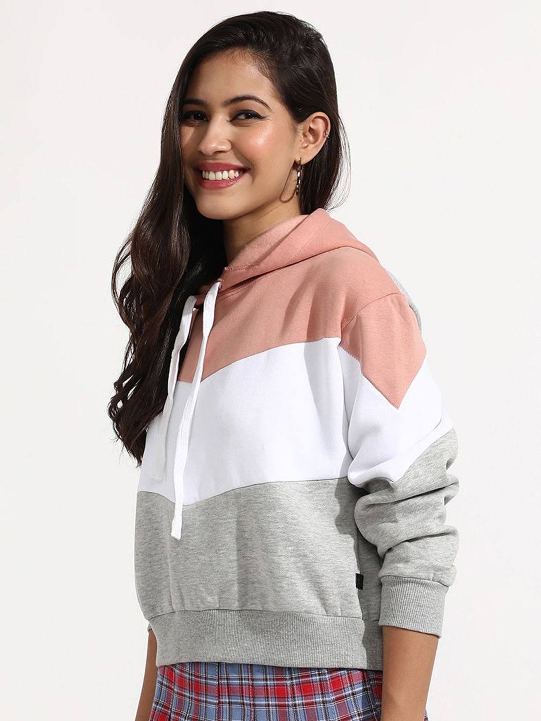 Campus Sutra Women Colourblocked Hooded Neck Long Sleeve Sweatshirt-picture-31