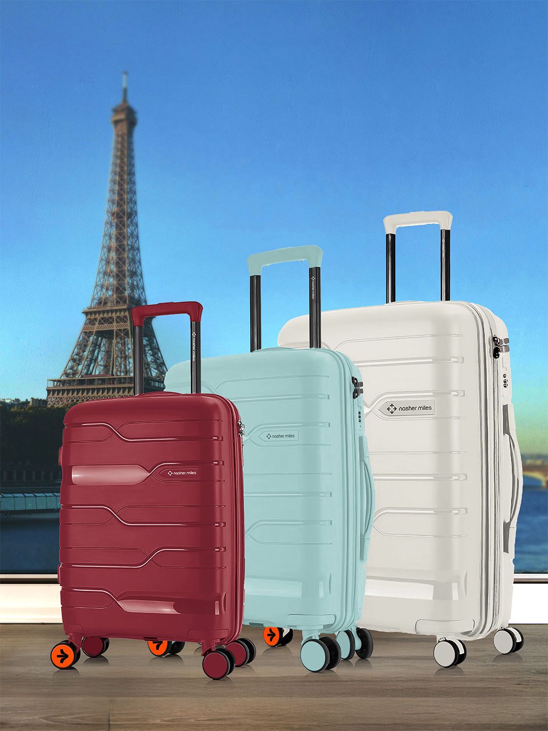Nasher Miles Set of 3 Paris Hard-Sided Polypropylene Luggage Trolley Bags-picture-25