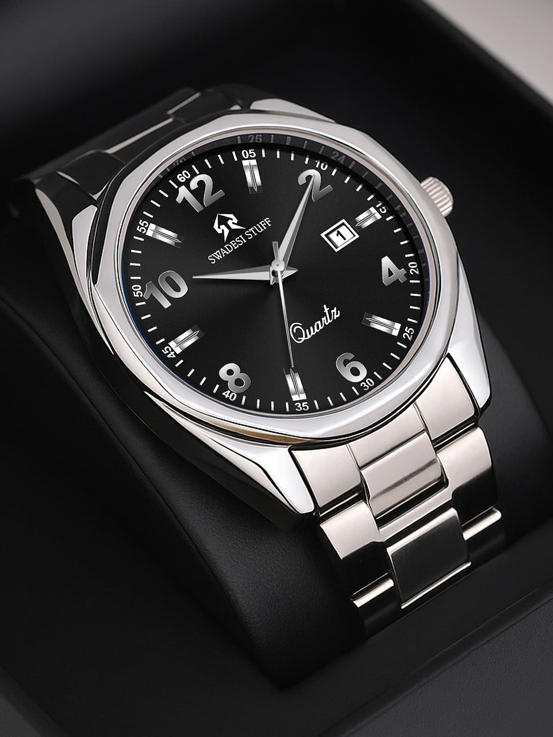 SWADESI STUFF Men Round Dial & Bracelet Style Straps Analogue Watch BOSS BLACK-image-18
