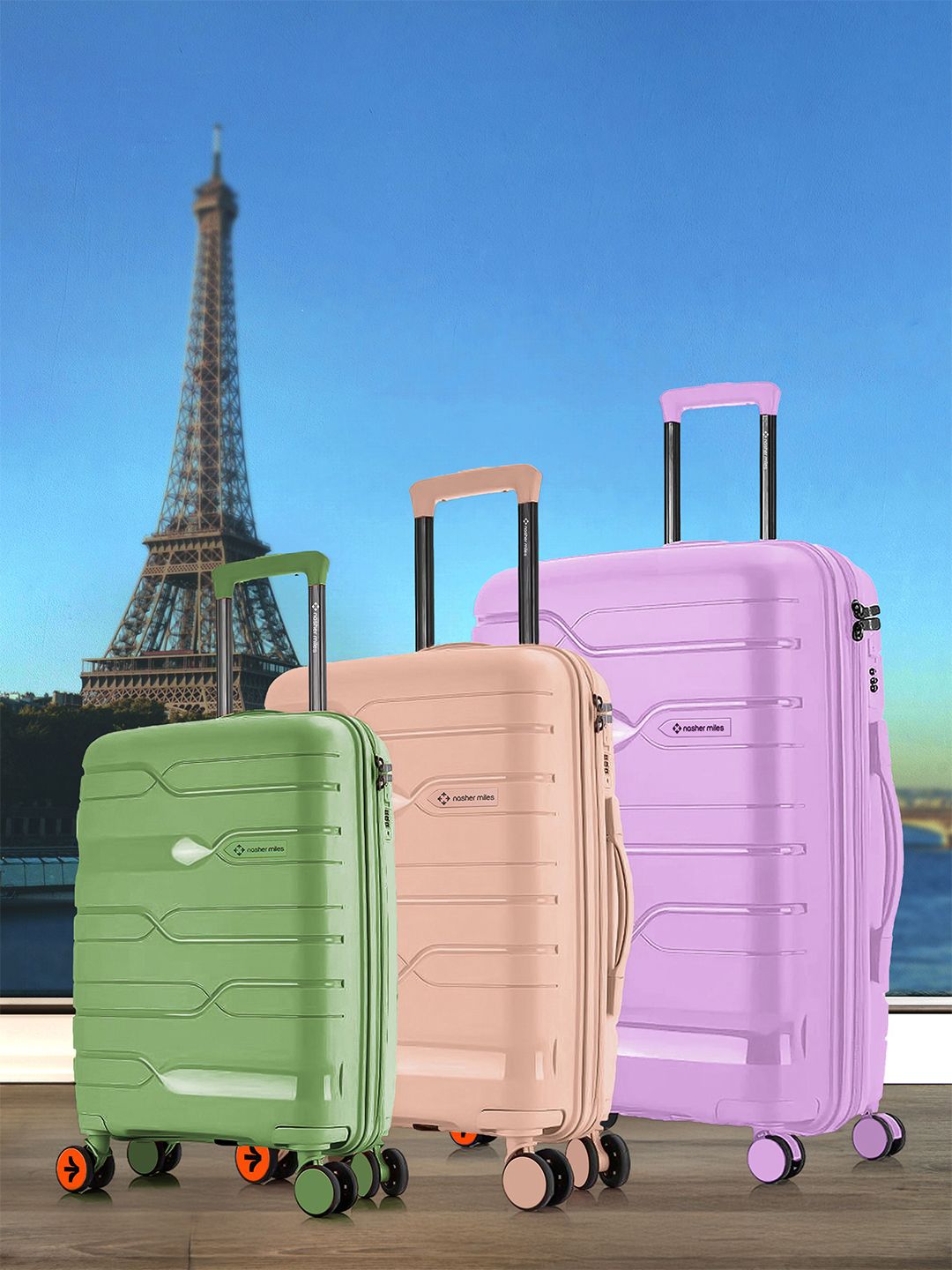 Nasher Miles Unisex Set Of 3 Paris Hard-Sided Polypropylene Luggage Trolley Bags-picture-36