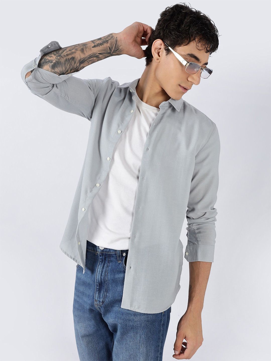 THE BEETEL HOUSE Men Classic Fit Textured Spread Collar Casual Shirt-picture-18