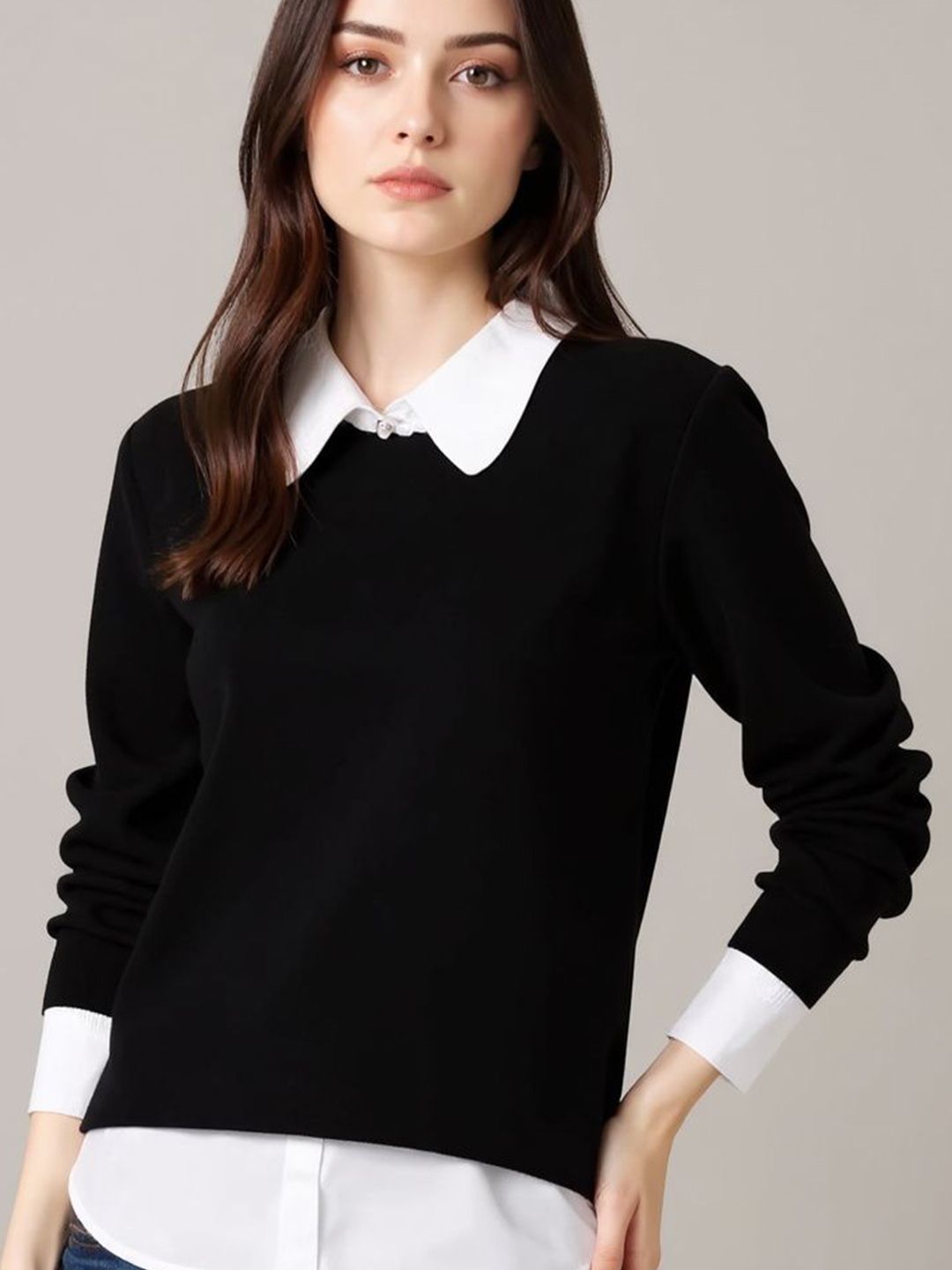bebe Women Shirt Collar Long Sleeve Sweaters-image-32