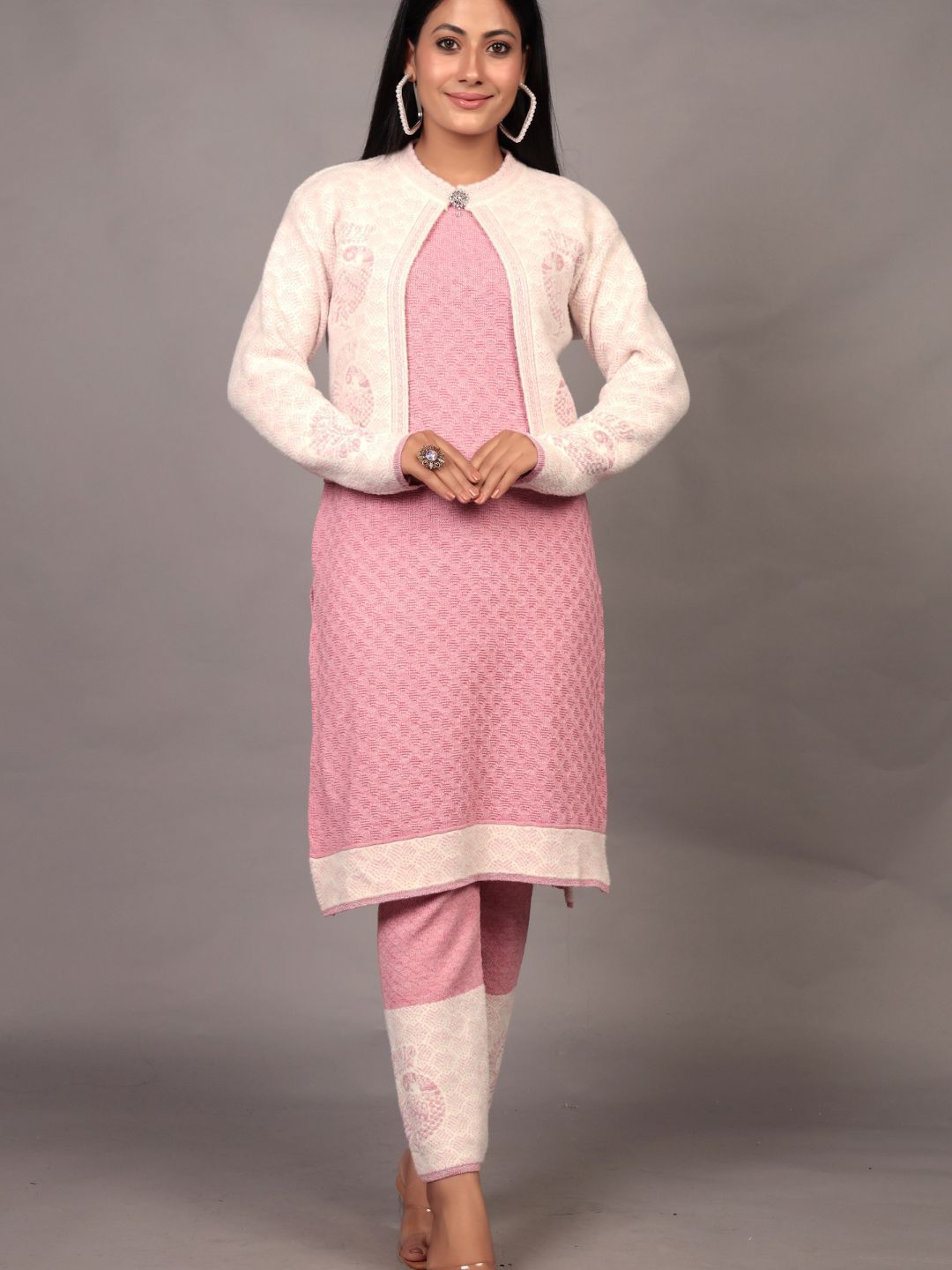 The Zigar Studio Self Design Ethnic Motifs Straight Kurta With Trousers & Jacket-picture-34