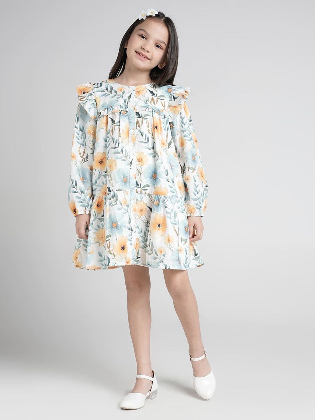 UNDER FOURTEEN ONLY Floral Print Chiffon A-Line Dress-picture-25