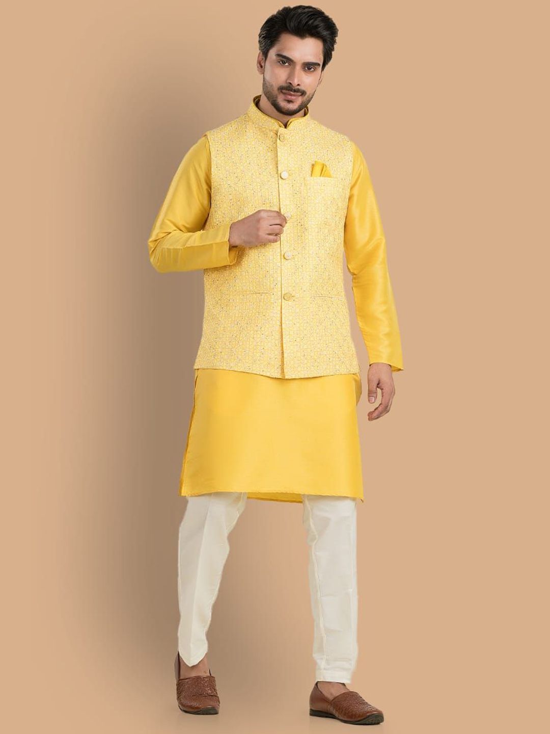 TRENDS OF ETHNIC Men Printed Mandarin-Neck Nehru Jacket-picture-35