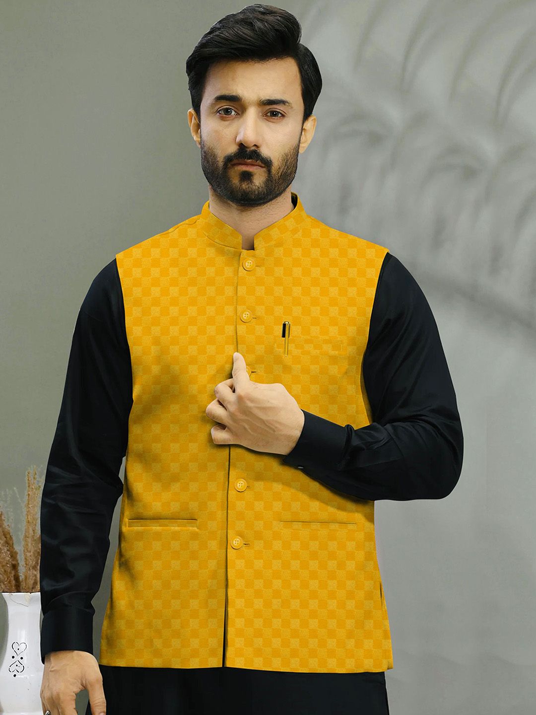 A A ENTERPRISES Woven Design Nehru Jacket-picture-27