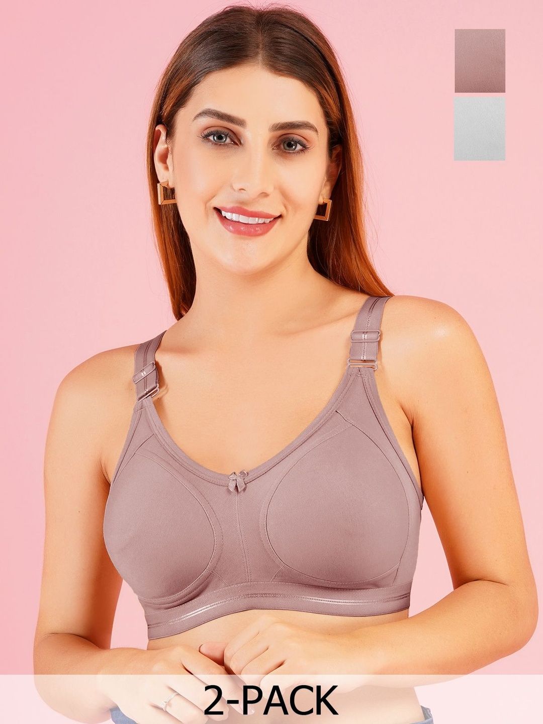 DressBerry Women Pack of 3 Non Padded Seamless Minimizer Bra-picture-40