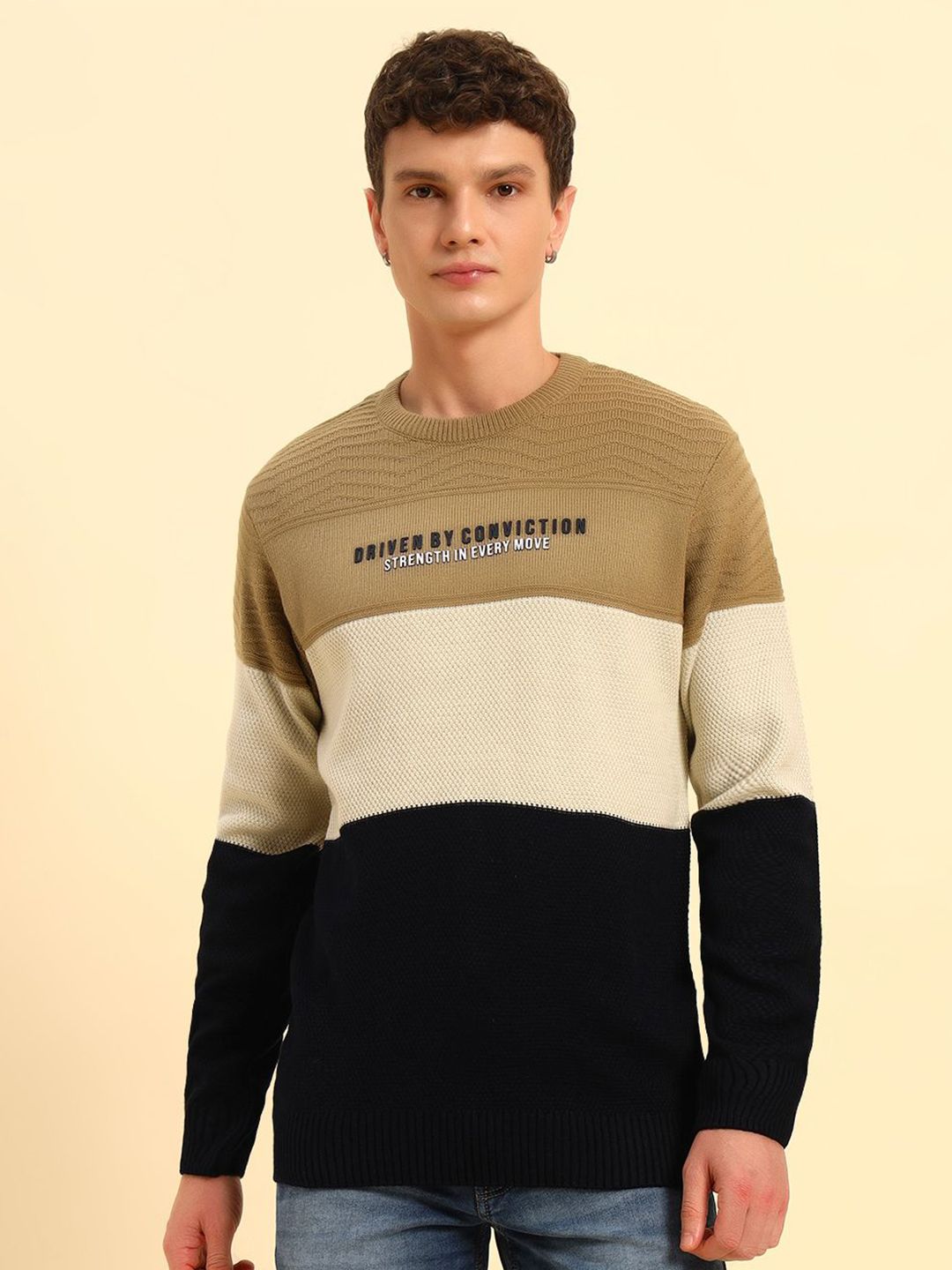 Cantabil Men Colourblocked Long Sleeves Pullover Sweater-picture-11