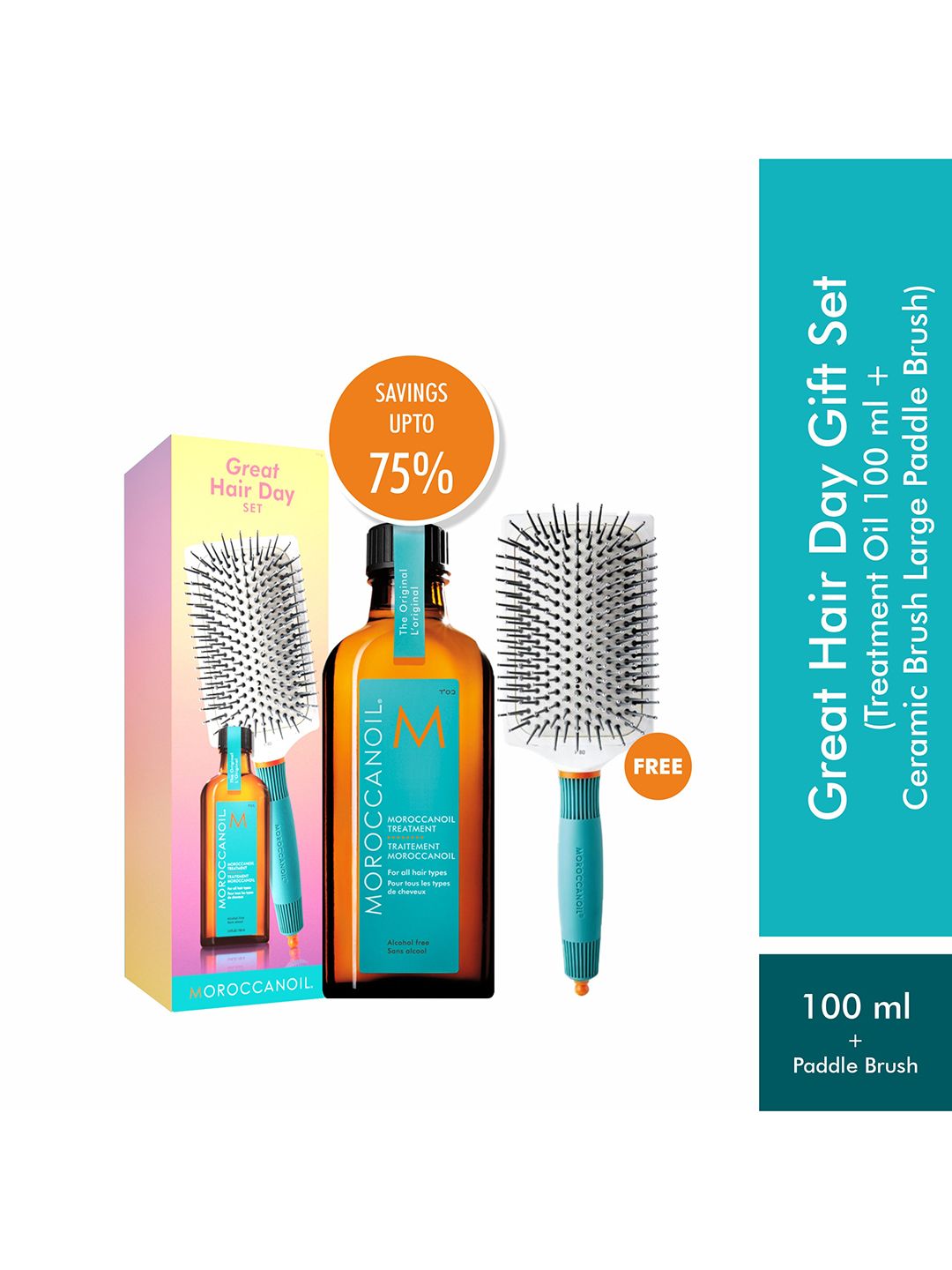 MOROCCANOIL Summer Great Hair Day Set - Treatment Oil 100ml + Large Paddle Ceramic Brush-image-37