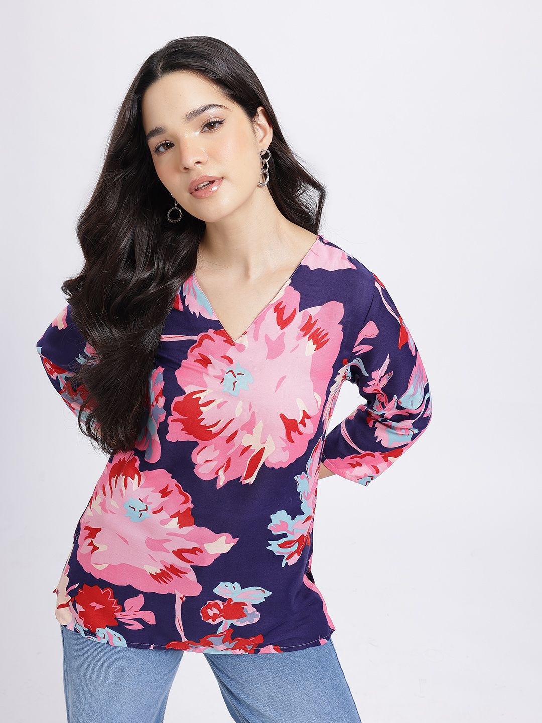 Anouk Rustic Floral Printed V-Neck Straight Kurti-picture-27