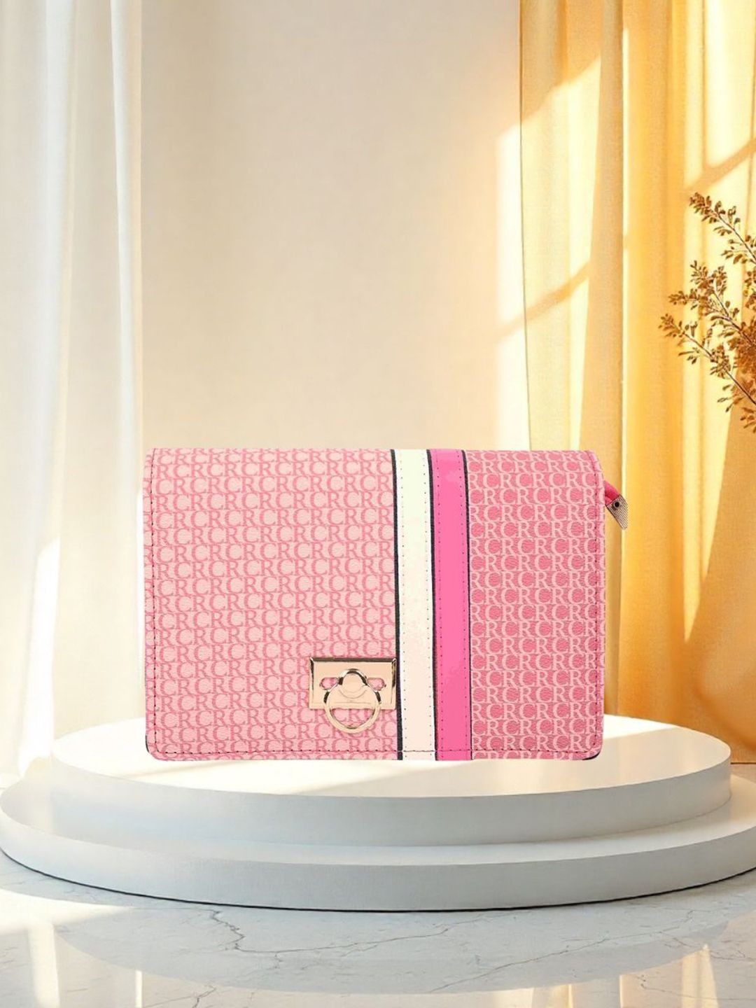 SAGEWARE Printed PU Structured Shoulder Bag with Quilted-image-42