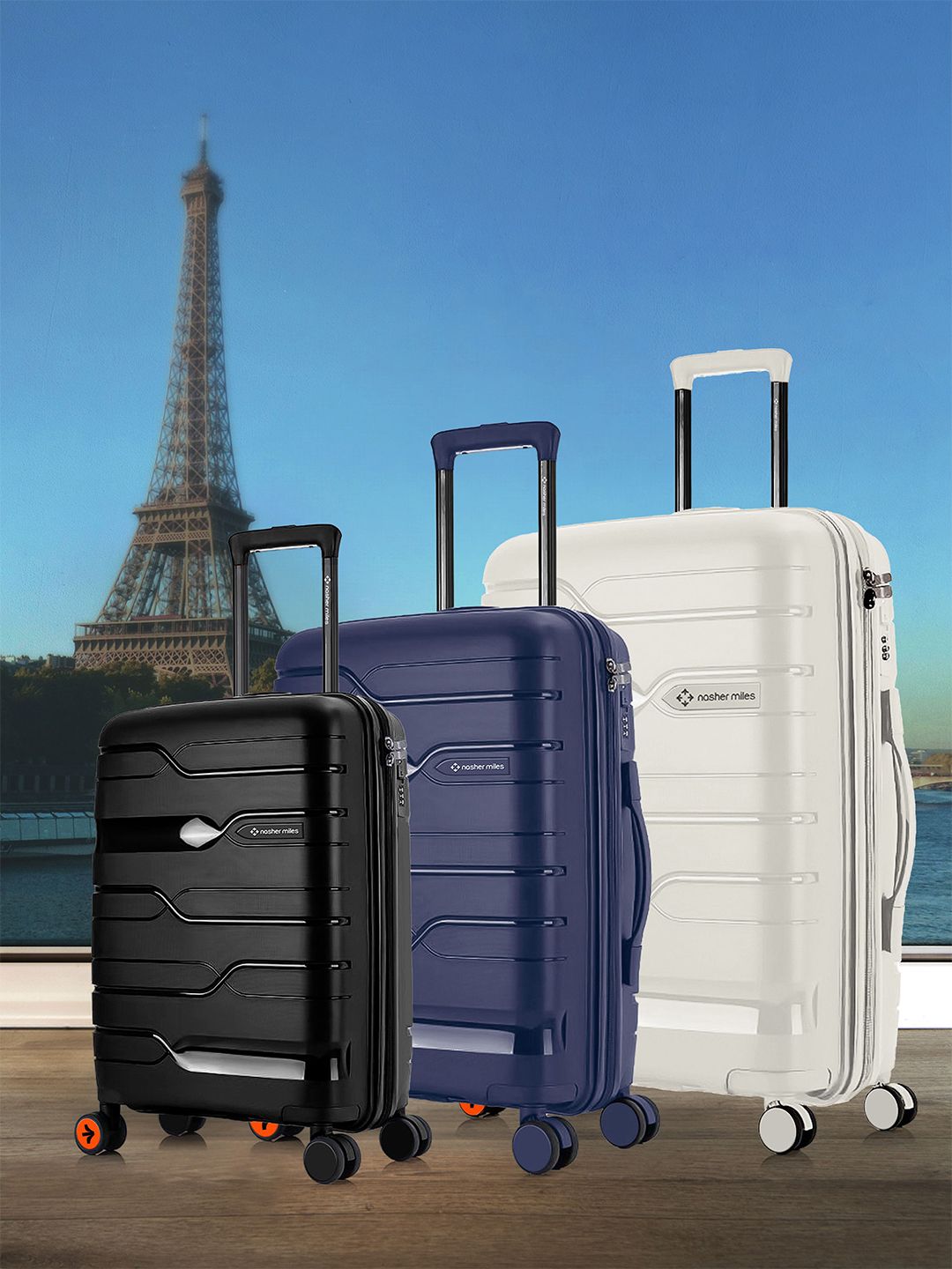 Nasher Miles Set of 3 Paris Hard-Sided Polypropylene Luggage Trolley Bags-picture-19