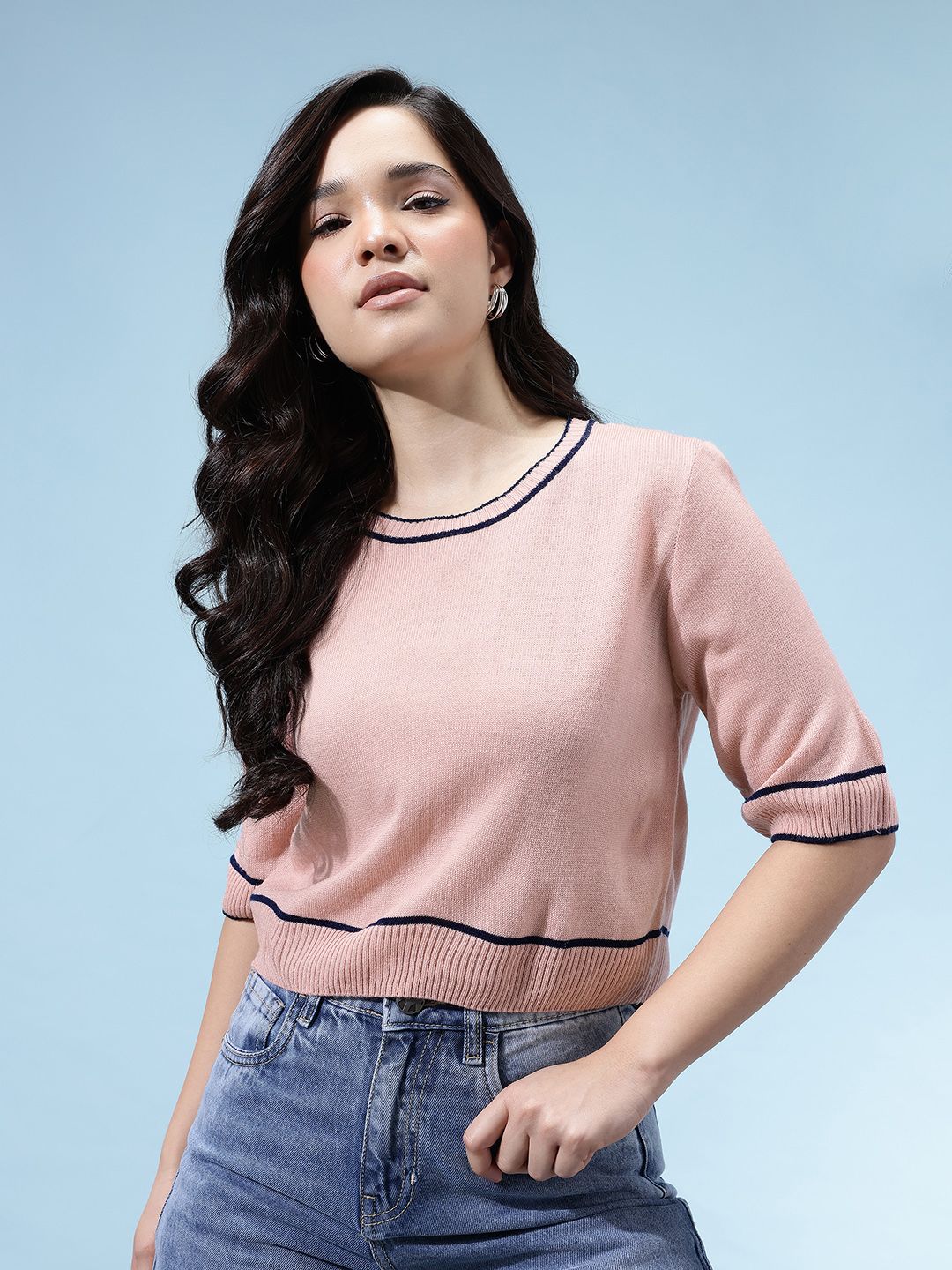 glitchez Round Neck Oversized Crop Pullover-picture-46