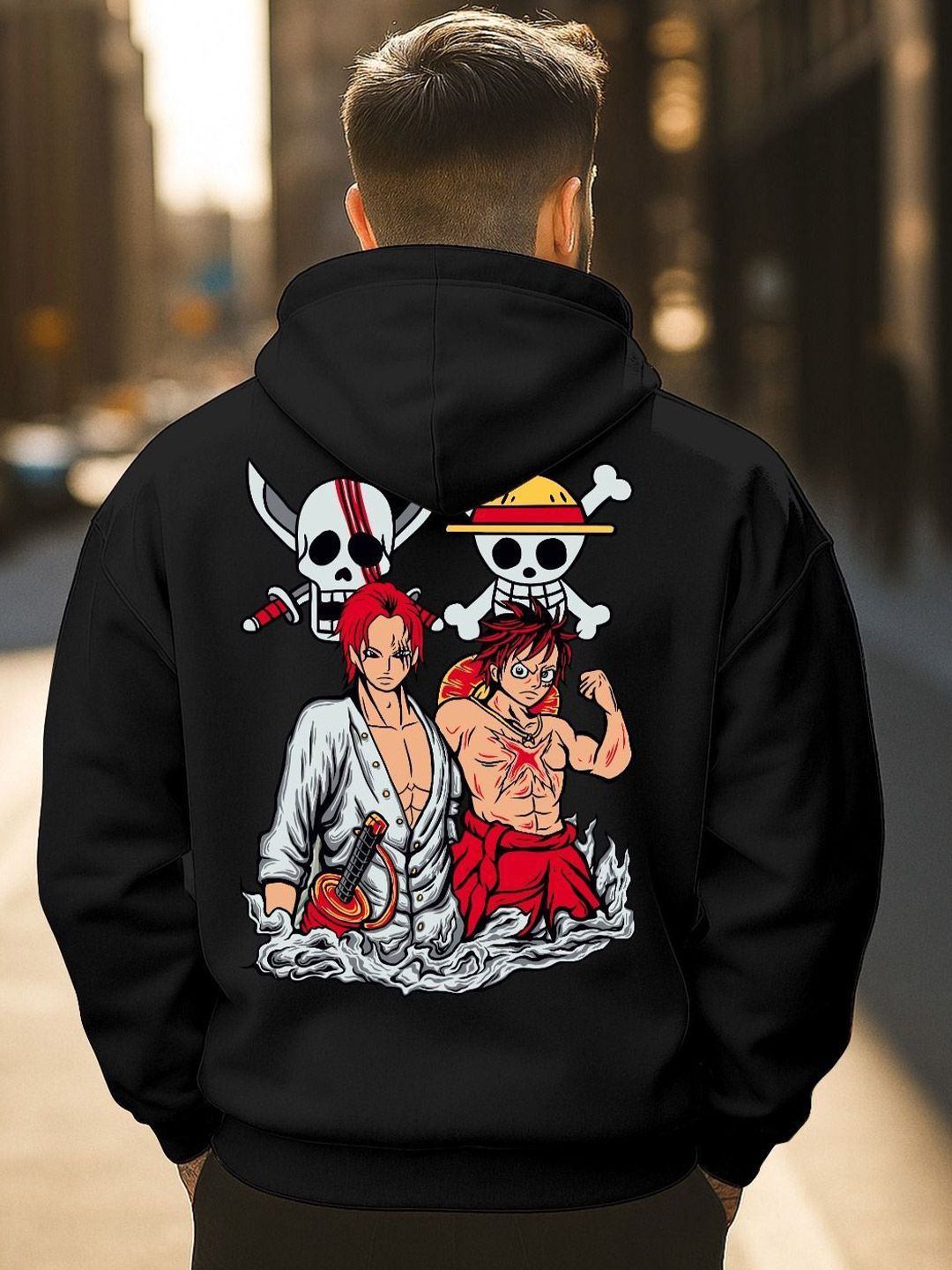Triptee Men Shanks & Monkey D. Luffy Anime Printed Hooded Neck Sweatshirt-picture-53