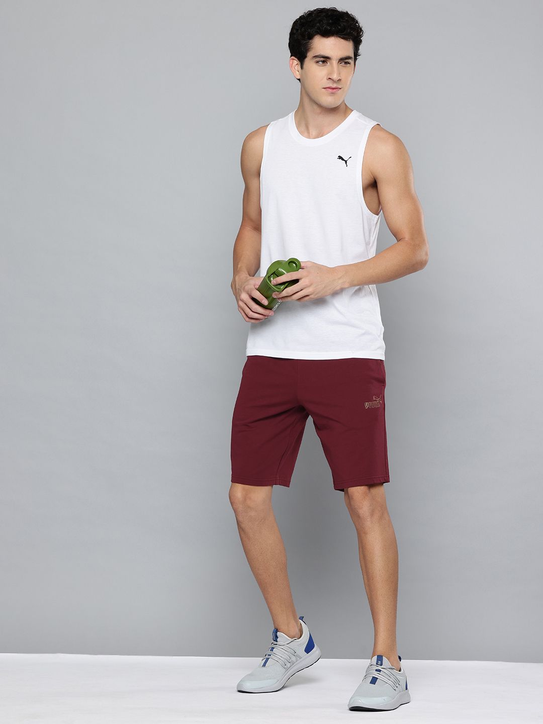 Puma Men Brand Logo Detail Mid-Rise Essential Terry Training Shorts-picture-48