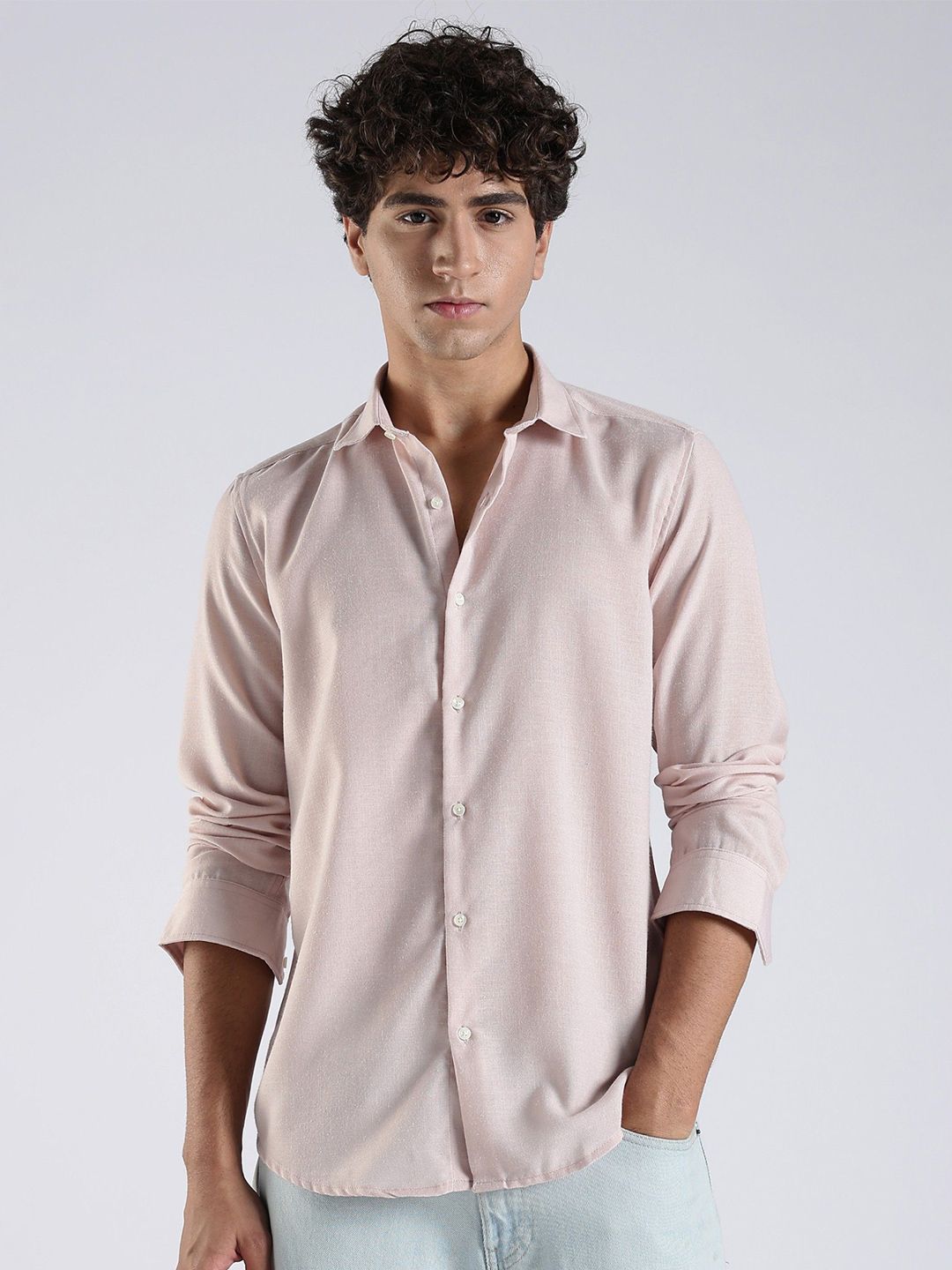 THE BEETEL HOUSE Men Classic Fit Textured Spread Collar Casual Shirt-picture-22