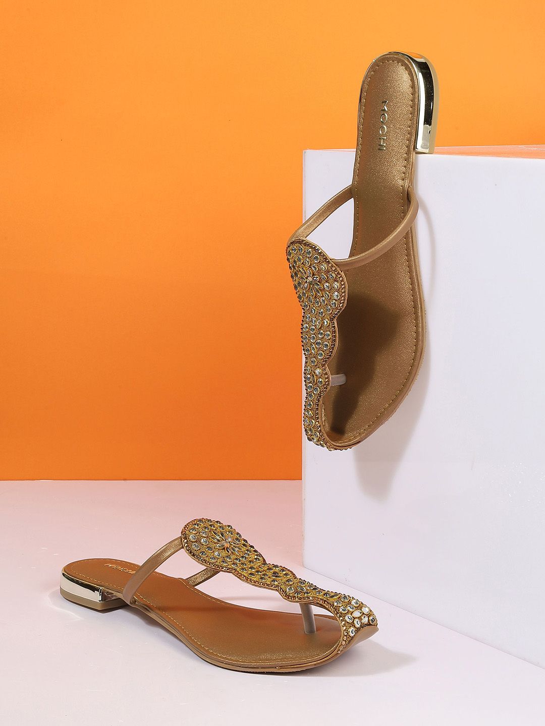 Mochi Women Embellished Ethnic T-Strap Flats-picture-22