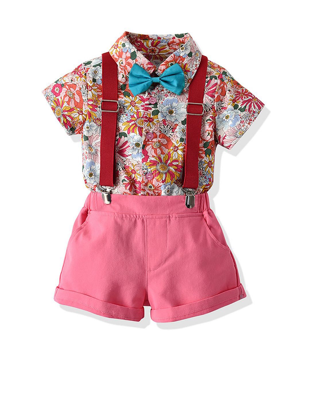 JC SPARKLE Boys Printed Shirt With Shorts & Suspenders-image-4