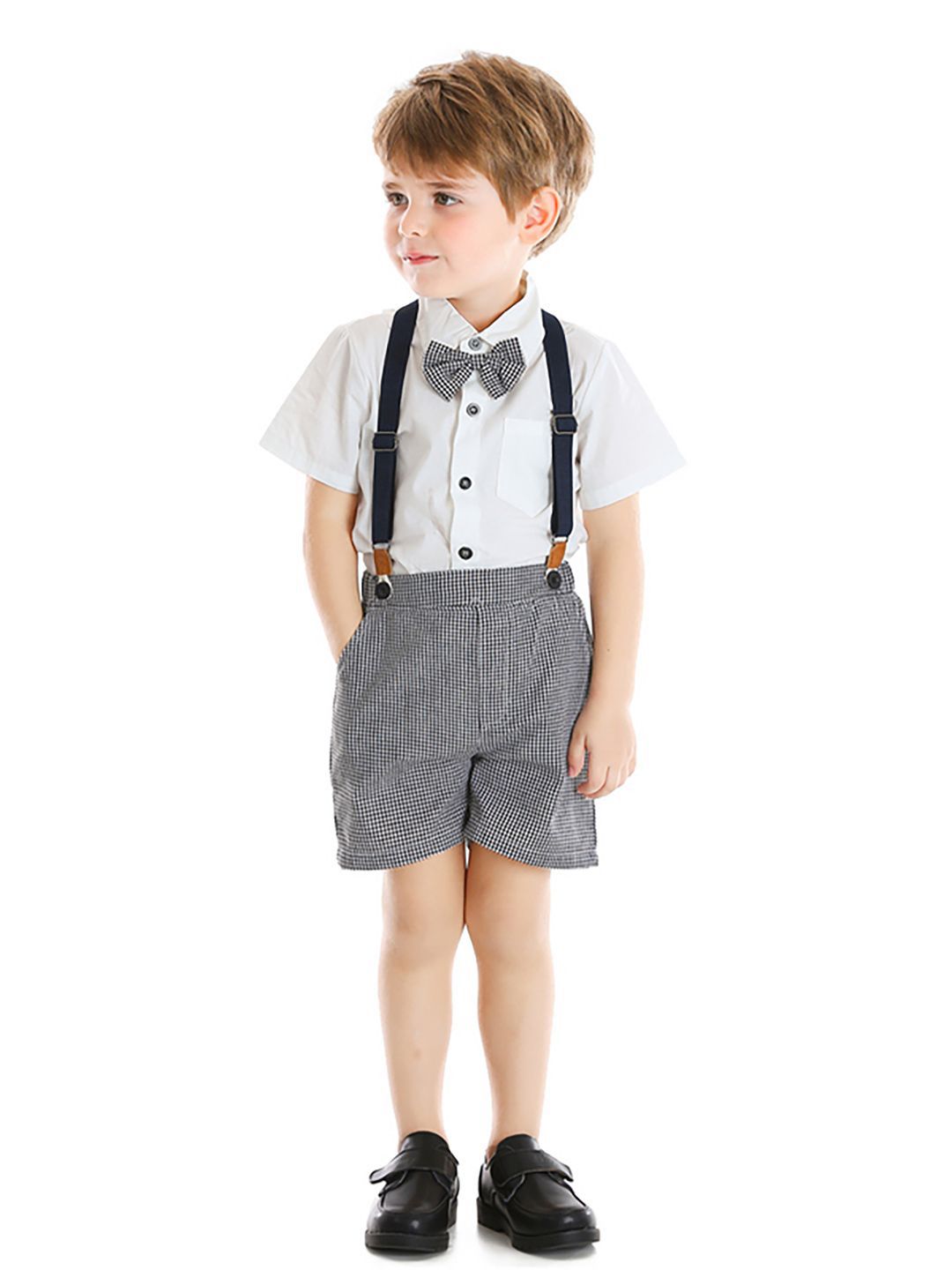 JC SPARKLE Boys Short Sleeves Shirt With Shorts & Suspenders-image-41
