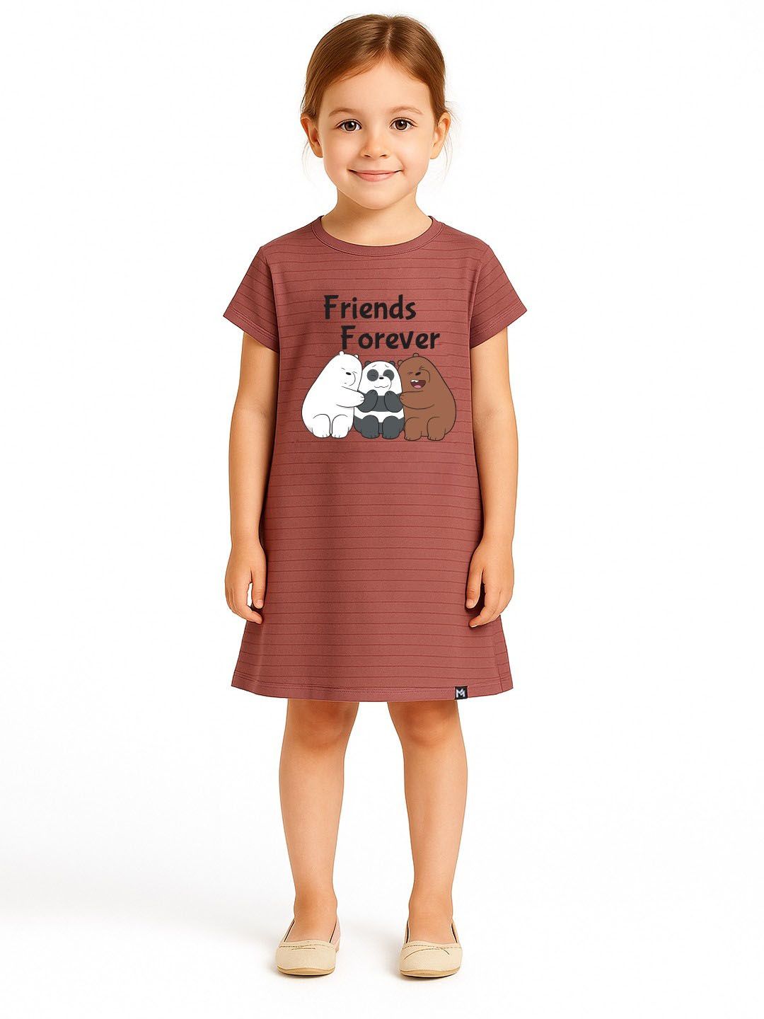 YK X Minute Mirth Girls We Bare Bears Printed T-shirt Dress-picture-39