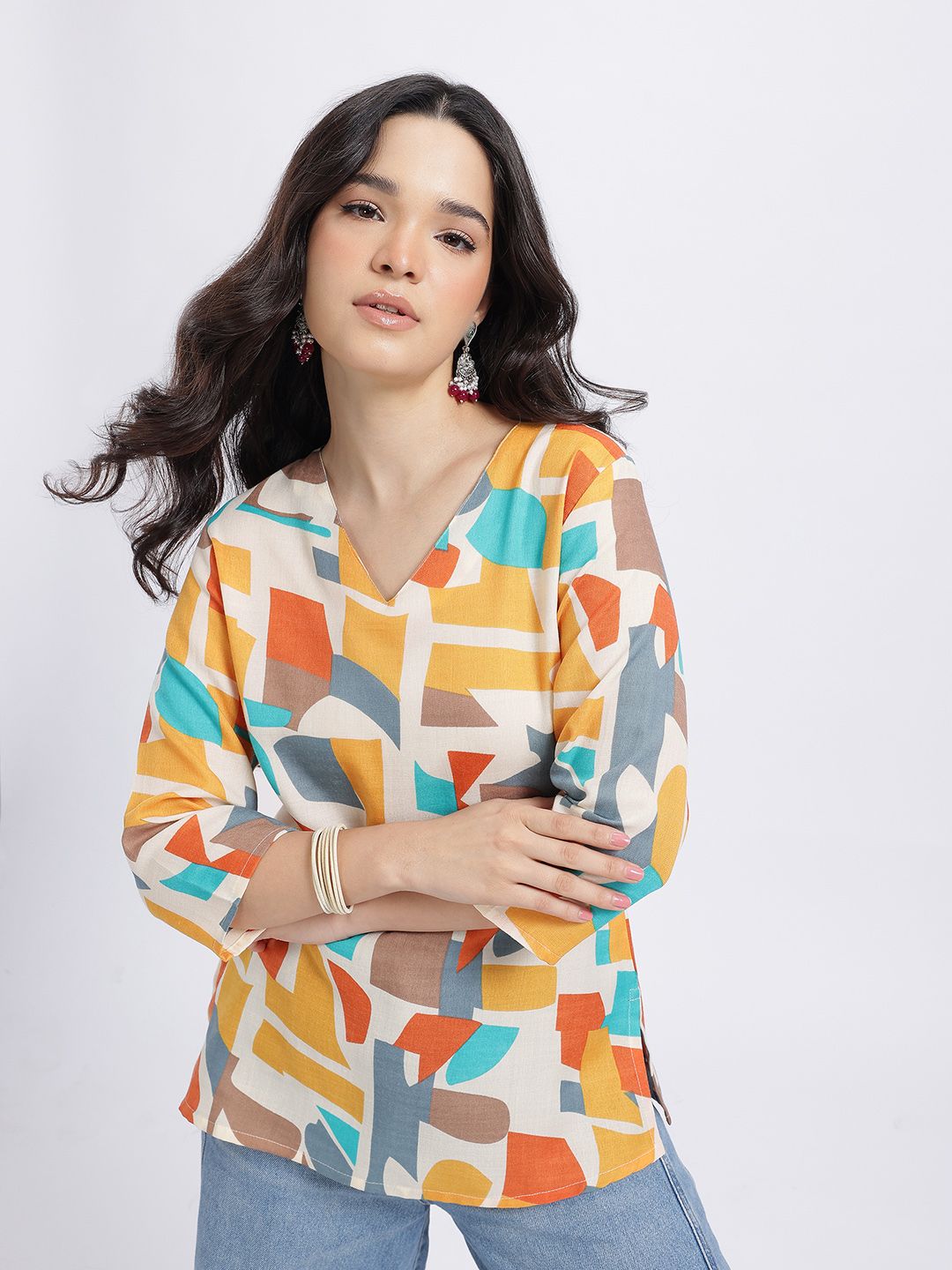 Anouk Rustic Abstract Printed V-Neck Kurti-picture-16
