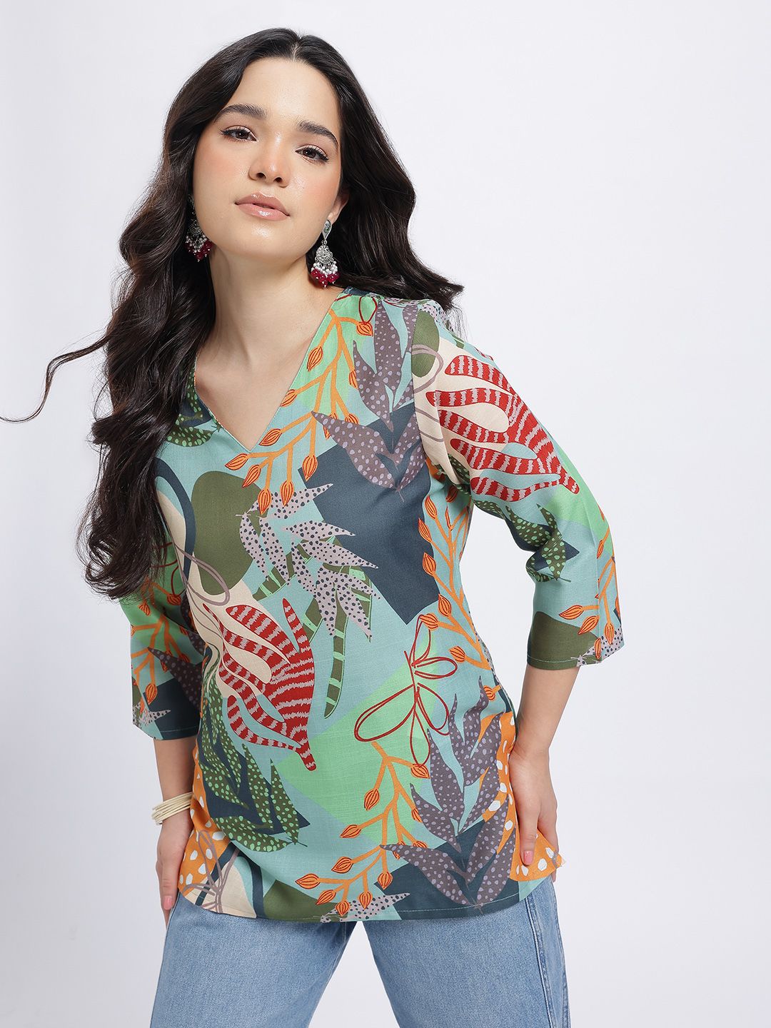 Anouk Rustic Indie Floral Printed V-Neck Kurti-picture-28