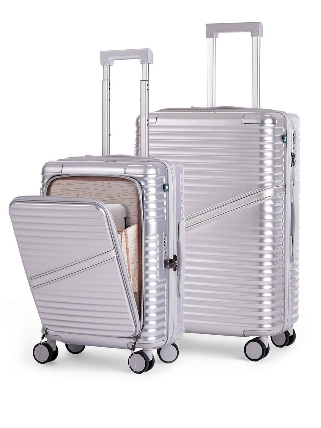 Assembly Unisex Set Of 2 Oblique Textured Trolley Bags-picture-18