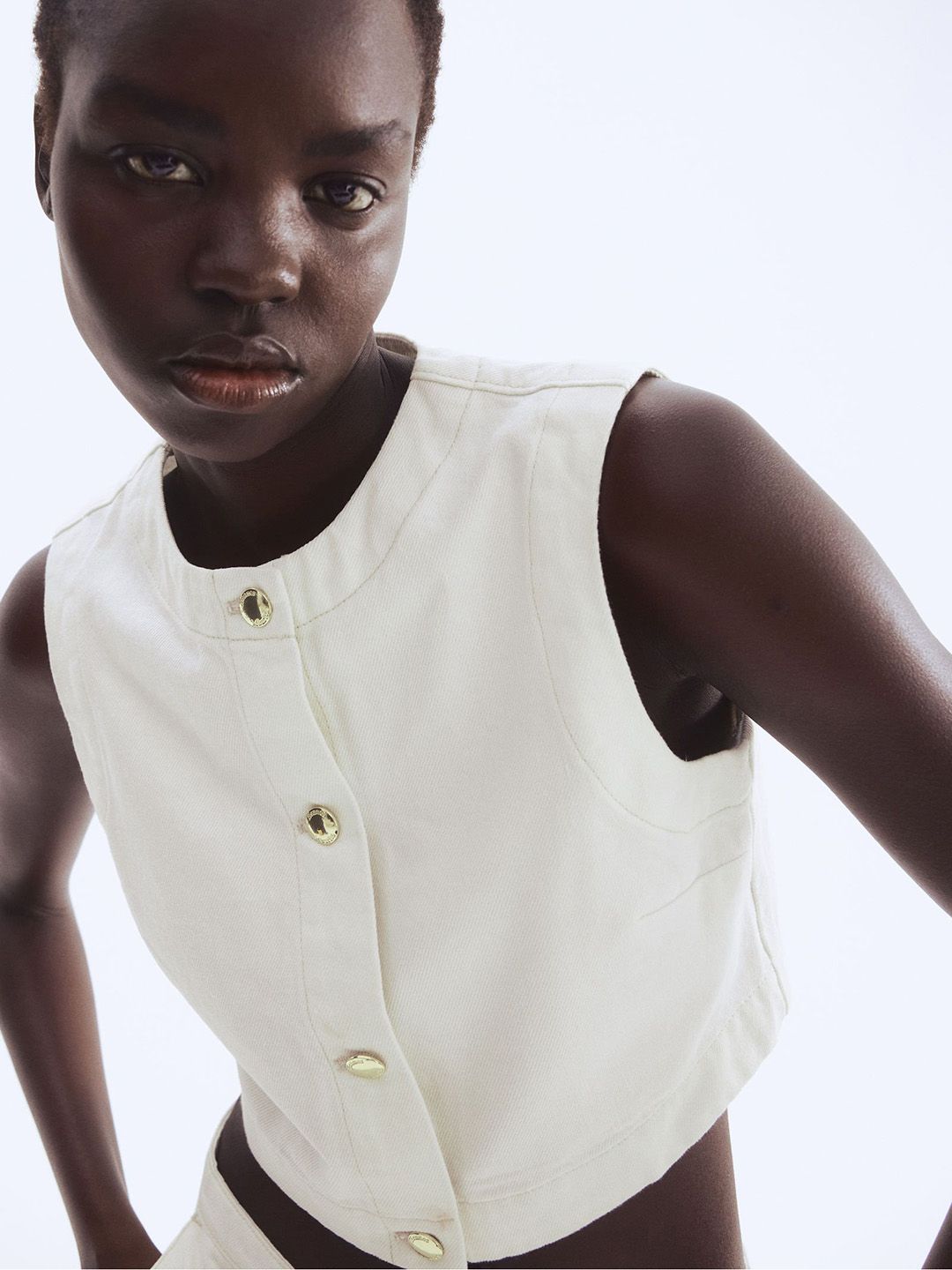 H&M Pure Cotton Denim Waistcoat-image-45