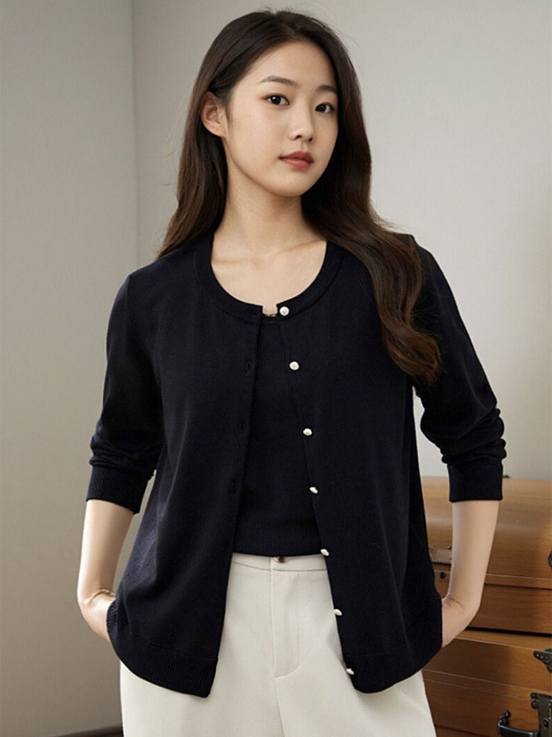 LULU & SKY Women Round Neck Cardigan-picture-24