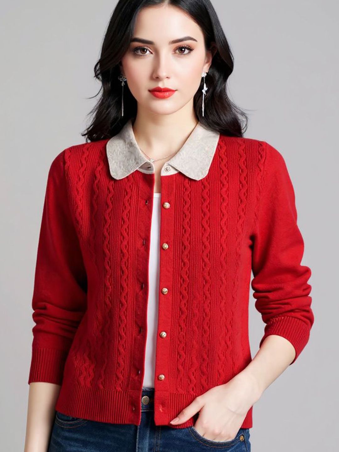 bebe Women Self Design Collar Neck Sweaters-picture-20