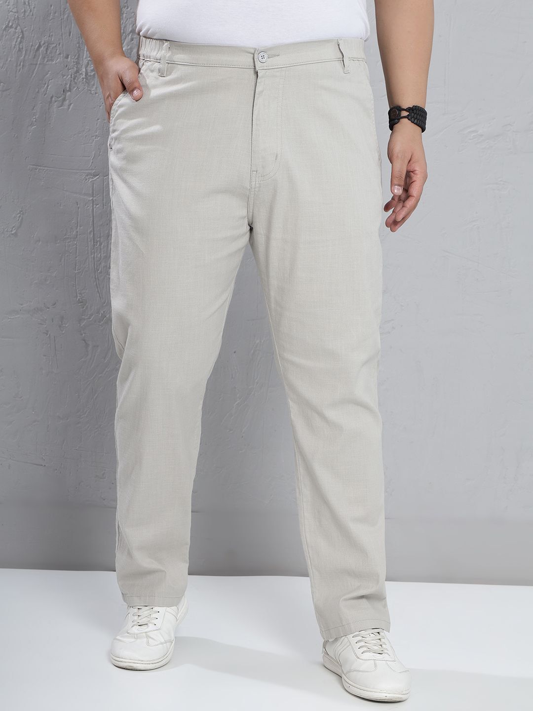 John Pride Men Plus Size Regular Fit Mid-Rise Trousers-picture-58