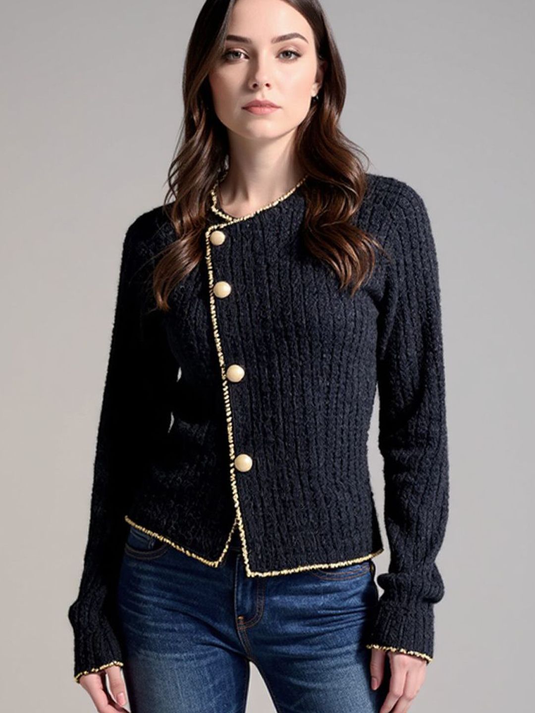 bebe Women Solid Round Neck Long Sleeves Sweaters-picture-30