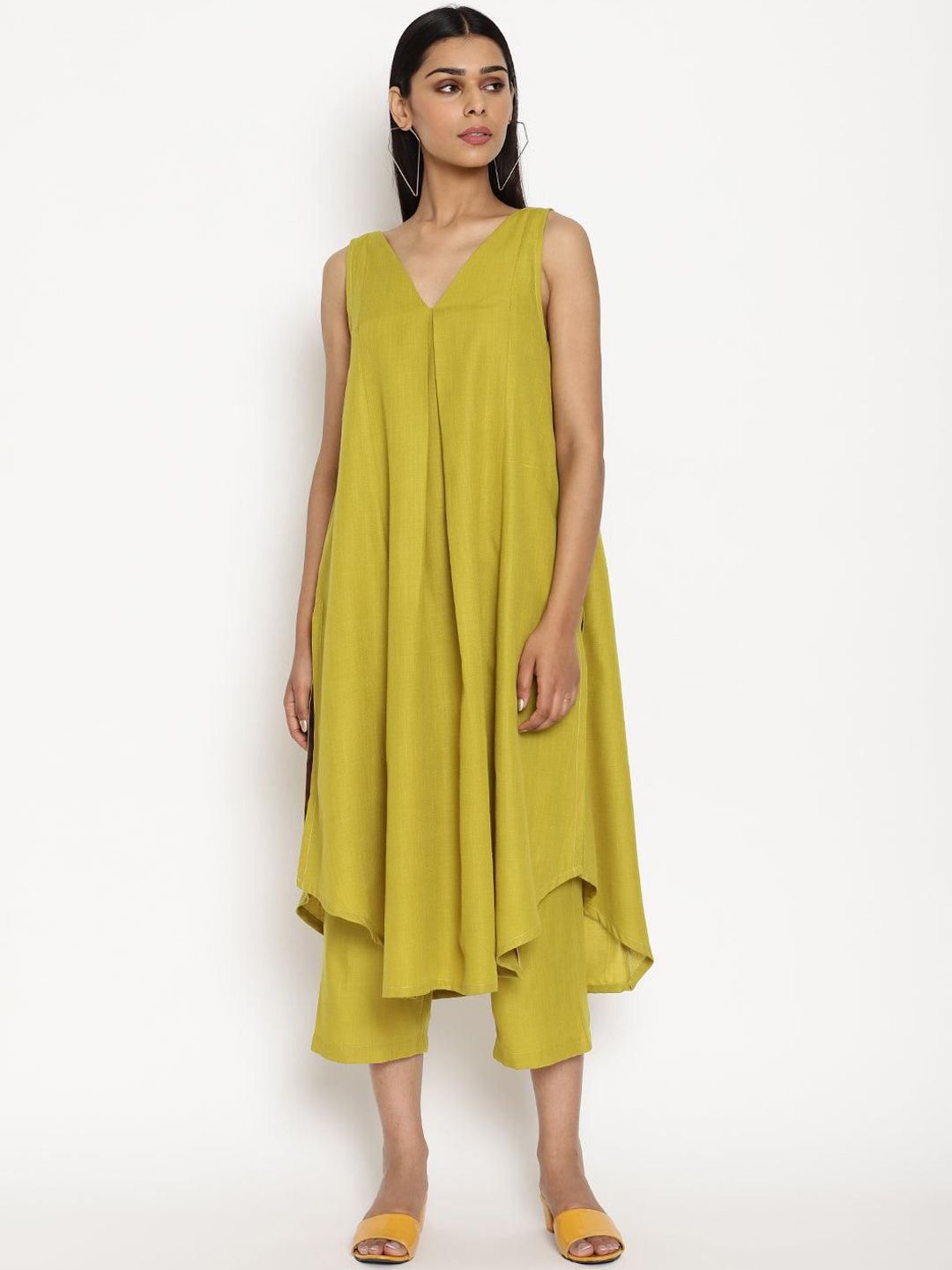 GoSriKi Women Solid A-Line Kurta with Trousers-picture-27