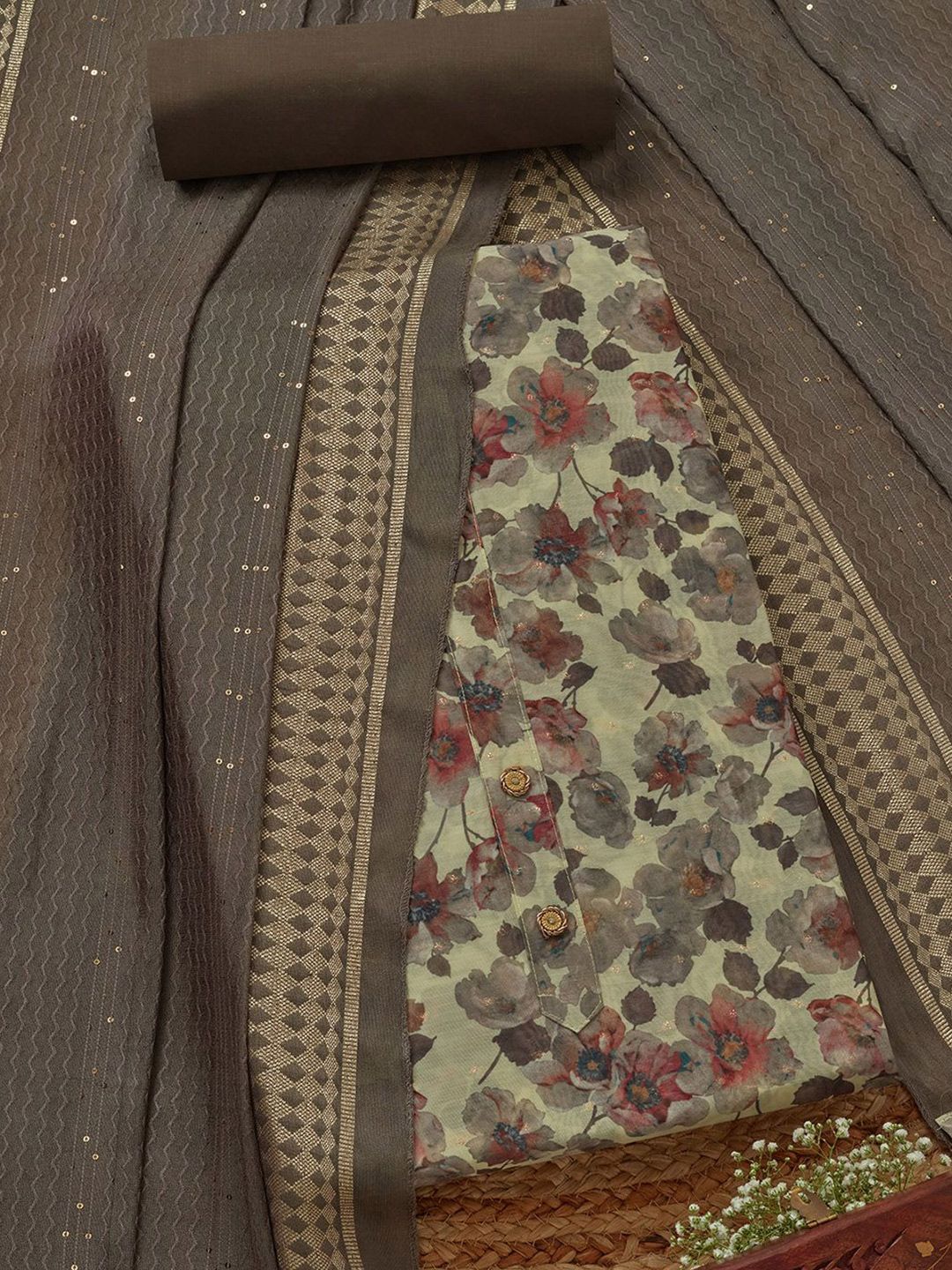 Soch Floral Printed Zari Chanderi Unstitched Dress Material-picture-29