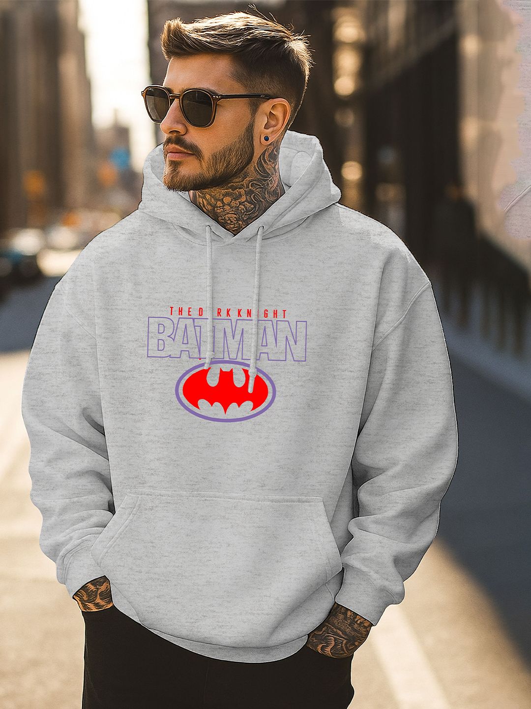Triptee Men Batman Graphic Printed Hooded Neck Sweatshirt-picture-26