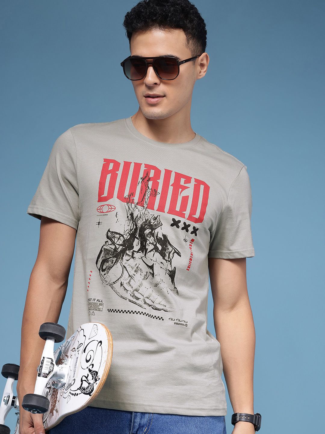 HERE&NOW Graphic Printed Pure Cotton T-shirt-picture-12