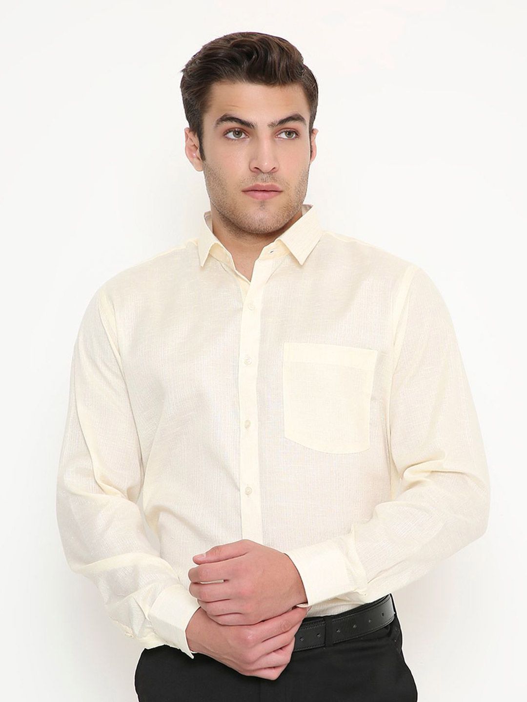 Maharaja Men India Slim Fit Solid Spread Collar Formal Shirt-picture-46