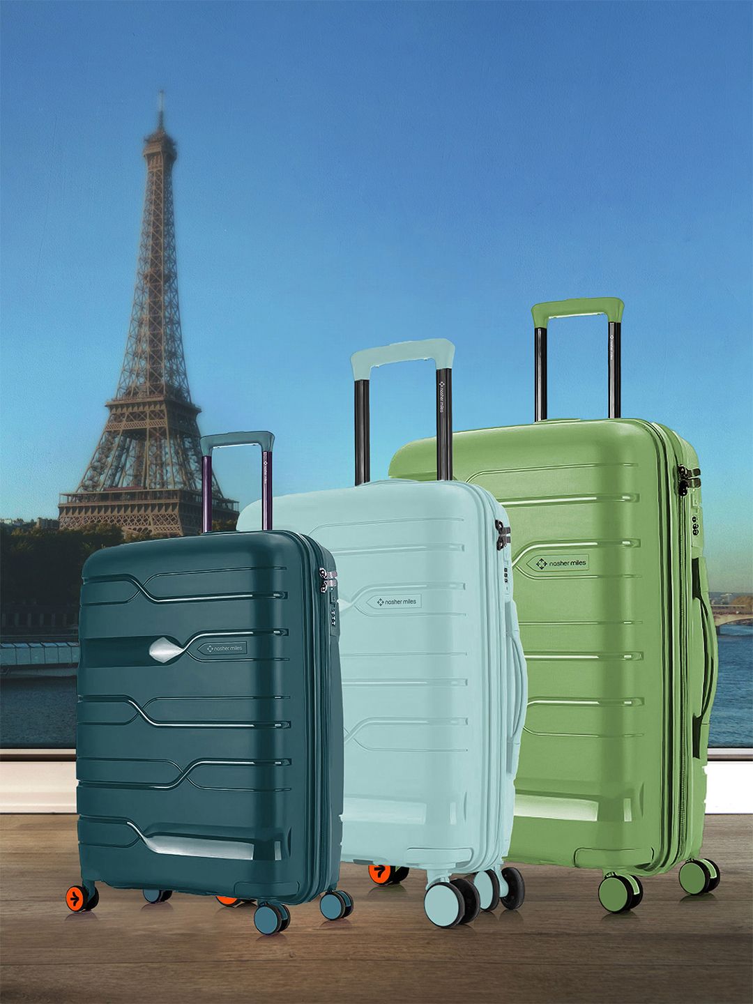 Nasher Miles Set of 3 Paris Hard-Sided Polypropylene Luggage Trolley Bags-picture-21