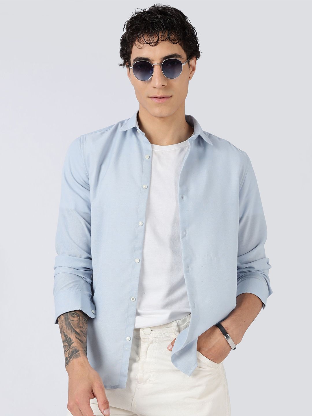 THE BEETEL HOUSE Men Classic Fit Textured Spread Collar Casual Shirt-picture-28