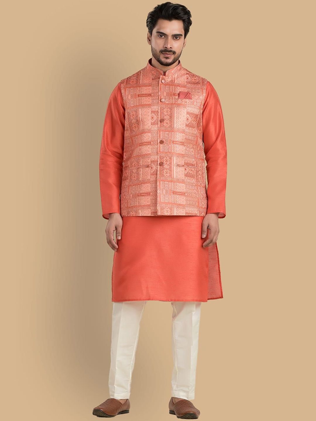 TRENDS OF ETHNIC Men Ethnic Motifs Printed Mandarin-Neck Nehru Jacket-picture-23